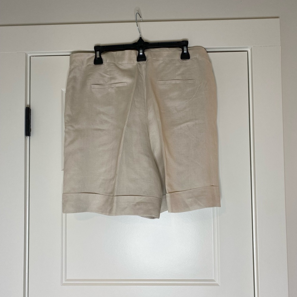 Context by Lord & Taylor Women’s Beige Linen Shorts, Front & Back Pockets, Sz 14
